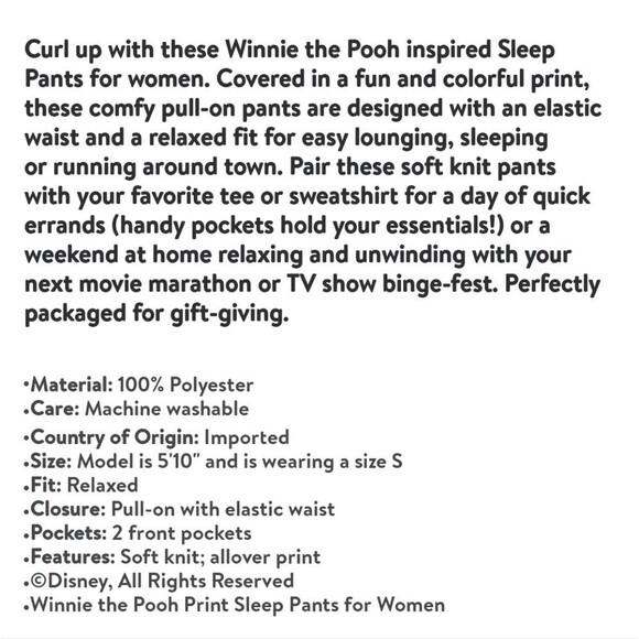 Winnie the Pooh Women’s Print Sleep Pants, Size 3x - Picture 10 of 10